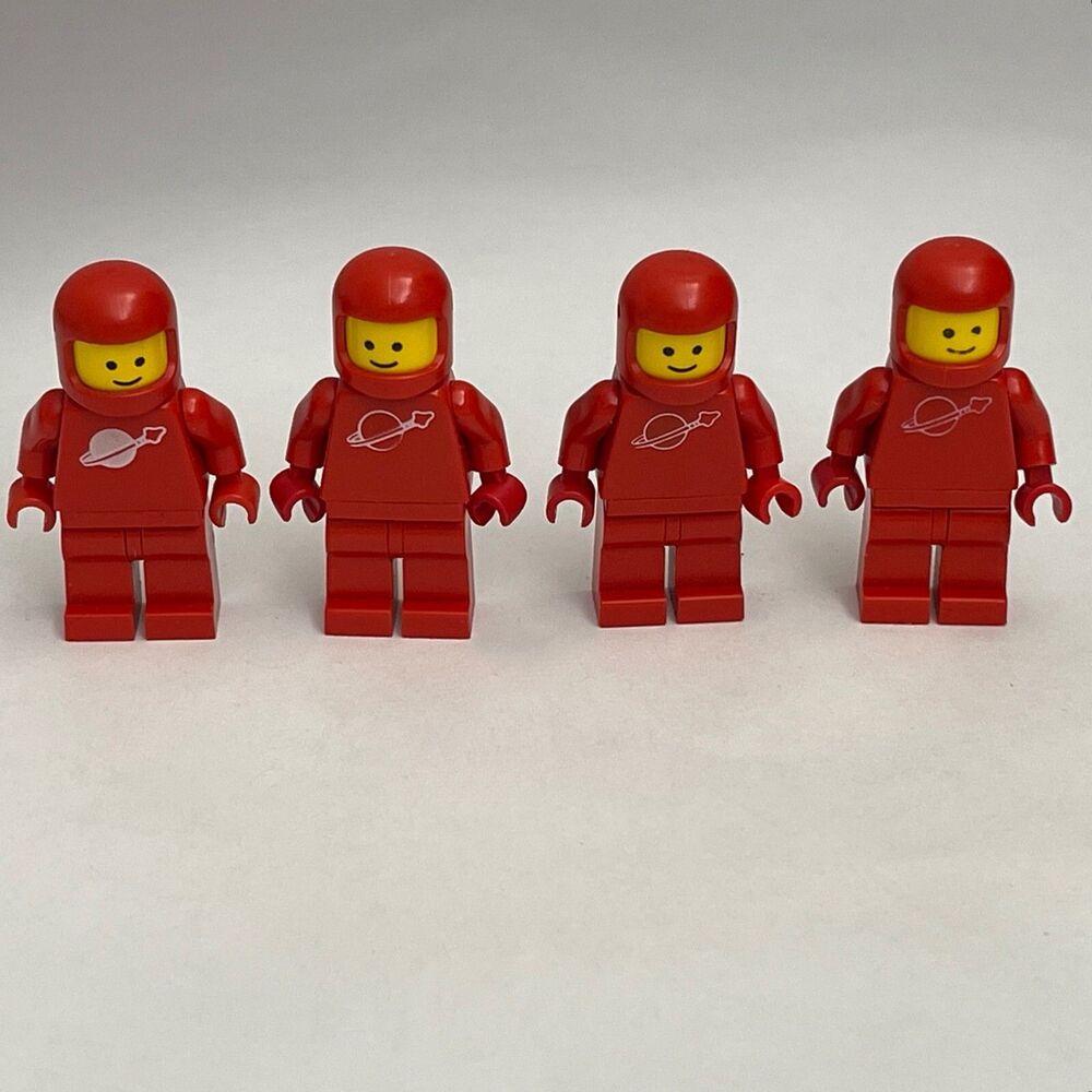 Vintage Lego Red Minifigs Figures Replacement Parts Pieces Lot of 4